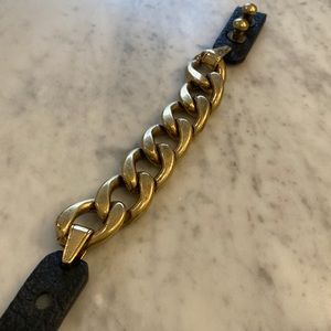 Jenny Bird bracelet gold/brass tone and black leather